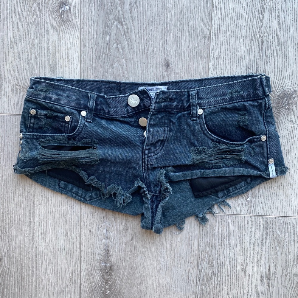 One Teaspoon X Cheeky distressed denim shorts